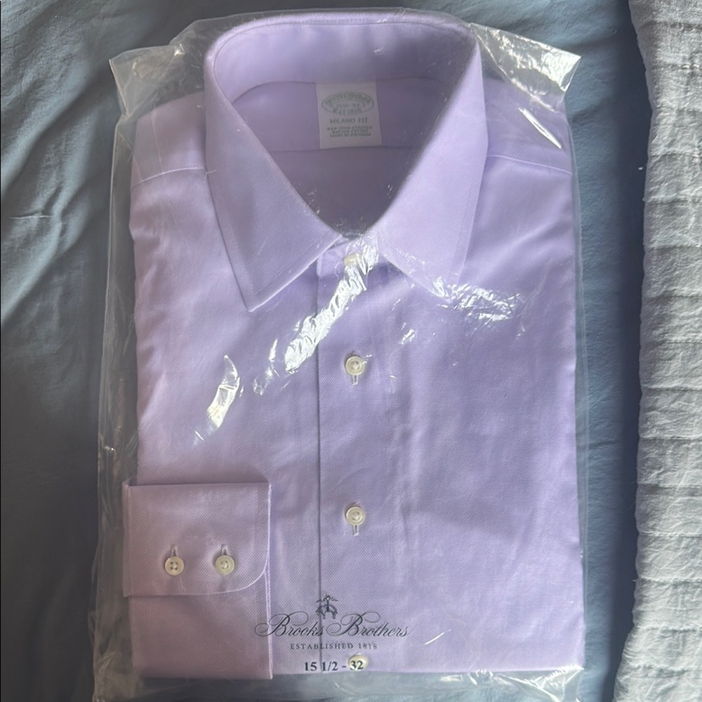 Brooks Brothers Purple Dress Shirt Classic Cotton Blend